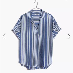 Madewell Courier Button-Back Shirt in Hinsdale Stripe